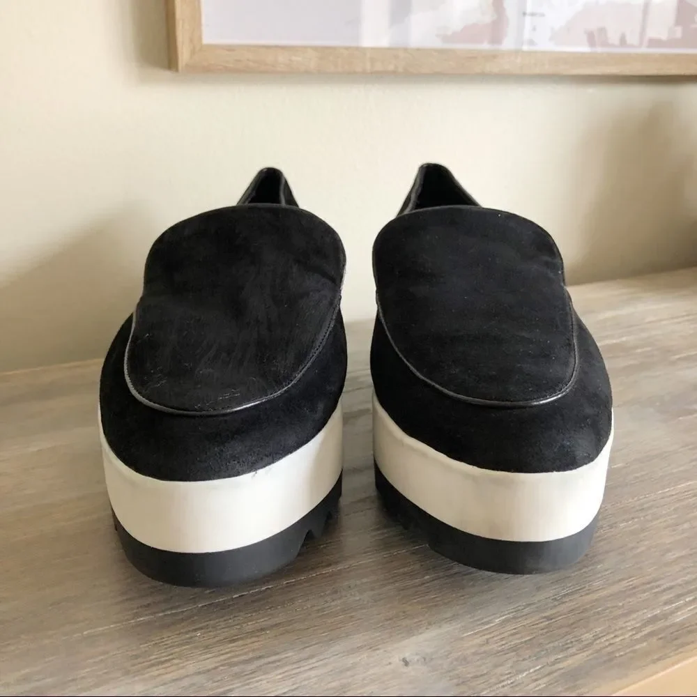 Donna Karan Black Suede platform Slip Ons size 8